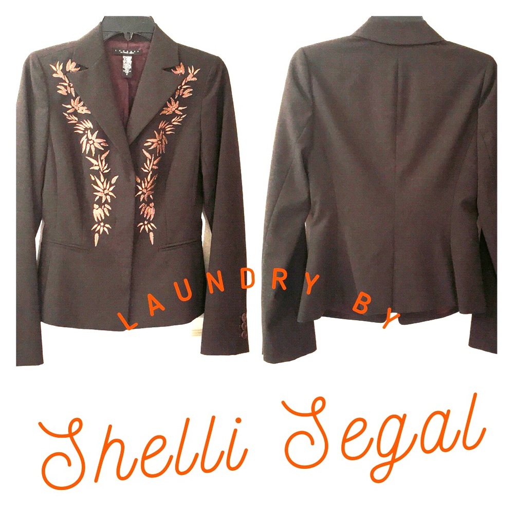 •Laundry by Shelli Segal • embroidered Brown Blazer